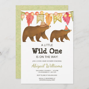 Invitación Woodland Bear Fiesta Baby Shower Wild One