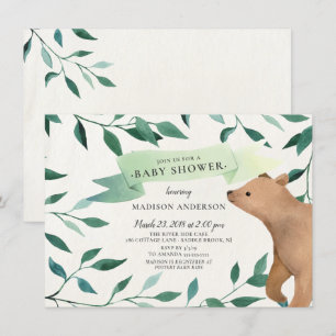 Invitación Woodland Bear Neutral Baby Shower