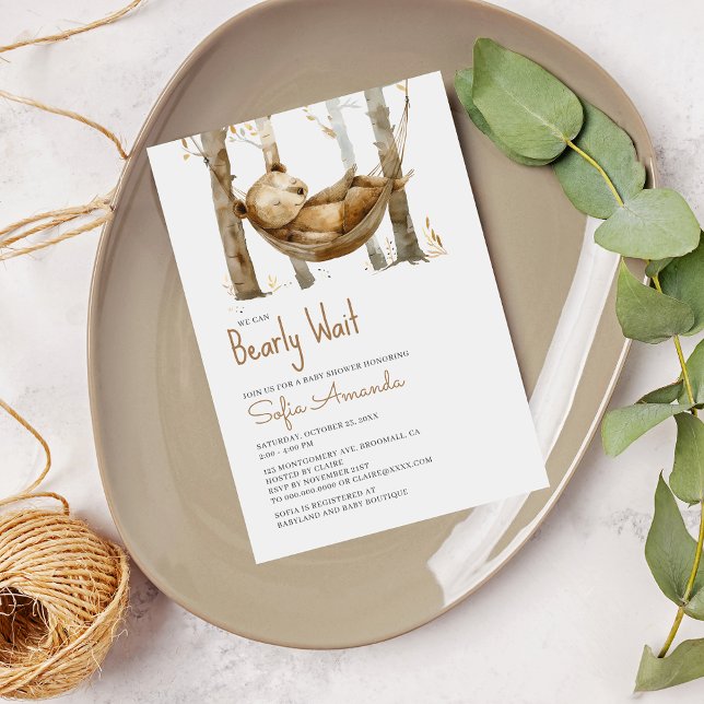 Invitación Woodland Bearly Wait Baby Shower (Subido por el creador)