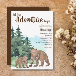 Invitación Woodland Bears Adventure Neutral Baby Shower