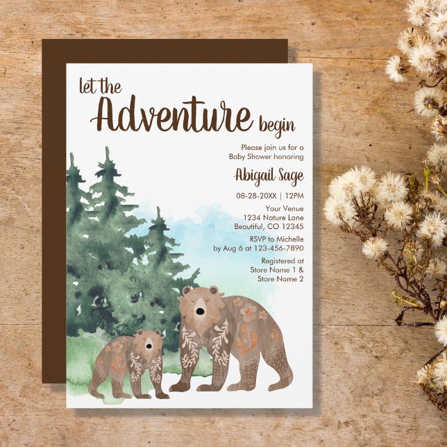 Invitación Woodland Bears Adventure Neutral Baby Shower (Subido por el creador)