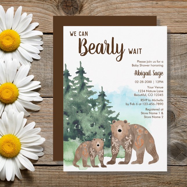 Invitación Woodland Bears Neutral Bearly Wait Baby Shower (Subido por el creador)