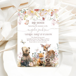 Invitación Woodland Bloom Chica Floral Rosa Baby Shower