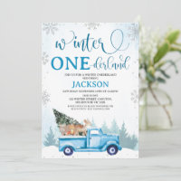 Woodland Blue Truck Winter Cumpleaños de Onederlan