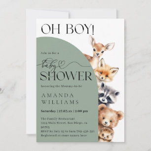 Invitación Woodland Boho Modern Neutral Baby Shower