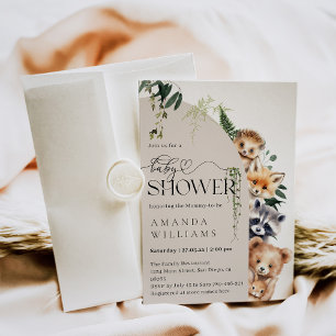 Invitación Woodland Boho Modern Neutral Baby Shower