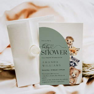 Invitación Woodland Boho Modern Neutral Baby Shower