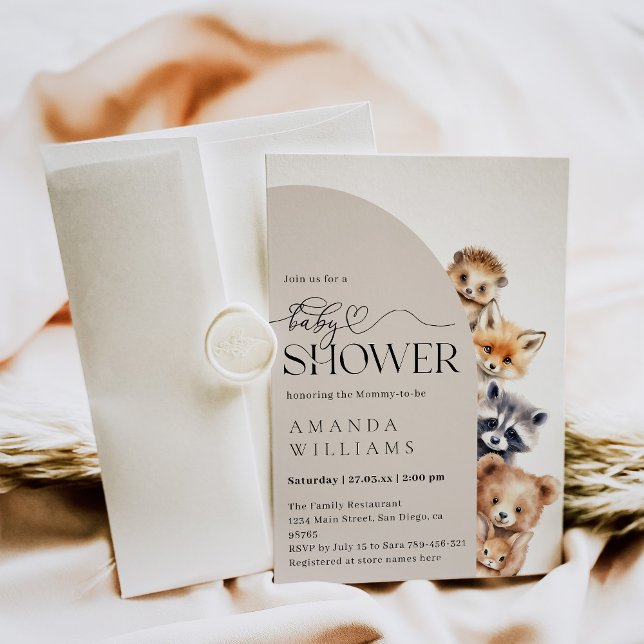 Invitación Woodland Boho Modern Neutral Baby Shower (Subido por el creador)