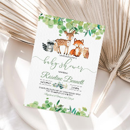Invitación Woodland Boy Greenery Baby Shower