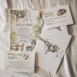 Invitación Woodland Boy Wild Forest Bear Animal Baby Shower