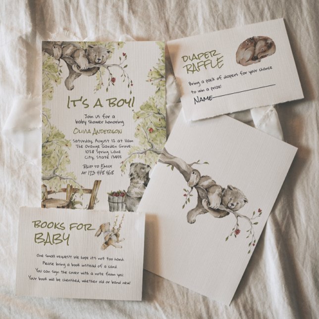 Invitación Woodland Boy Wild Forest Bear Animal Baby Shower (Subido por el creador)