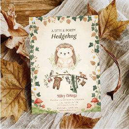 Invitación Woodland budget Hedgehog Greenery baby shower