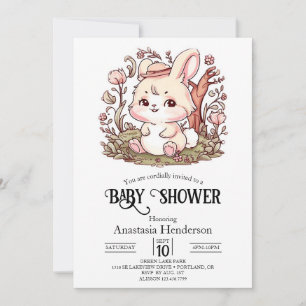 Invitación Woodland Bunny Digital Baby Shower