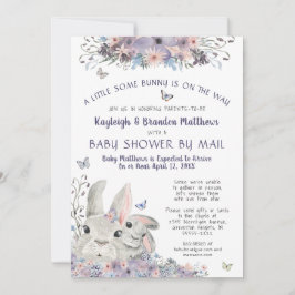 Invitación Woodland Bunny Floral Purple Baby Shower Por Corre