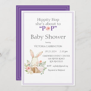 Invitación Woodland Bunny Rabbit Purple Modern