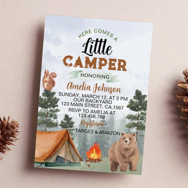 Invitación Woodland Camping Mountain Baby Shower (Subido por el creador)
