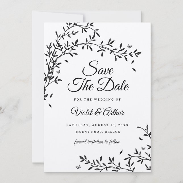 Invitación Woodland Charm Wedding Save The Date (Anverso)