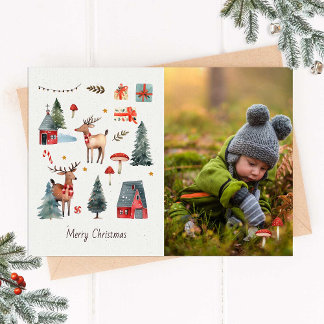 Invitación Woodland Christmas Photo Card