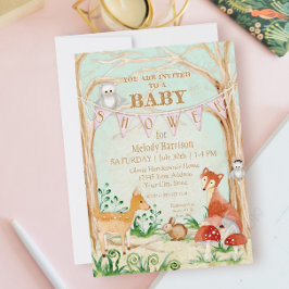 Invitación Woodland Creations Animals Deer Fox Rabbit Owl Art