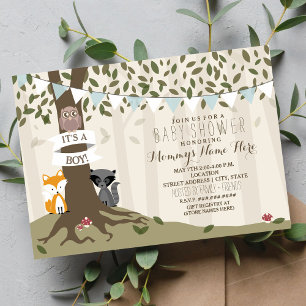 Invitación Woodland Creations Baby Shower - Boy