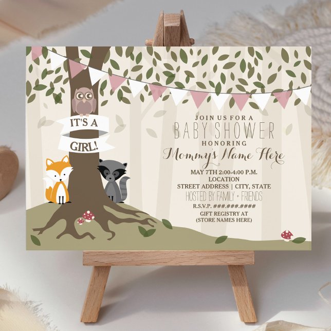 Invitación Woodland Creations Baby Shower - Chica (Subido por el creador)