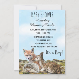Invitación Woodland Creature Animals Baby Shower