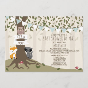 Invitación Woodland Criaturas de Baby Shower por correo