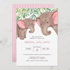 Invitación Woodland Curte Baby & Mother Elephant Baby Shower 