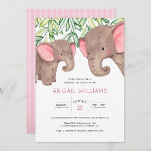 Invitación Woodland Curte Baby & Mother Elephant Baby Shower