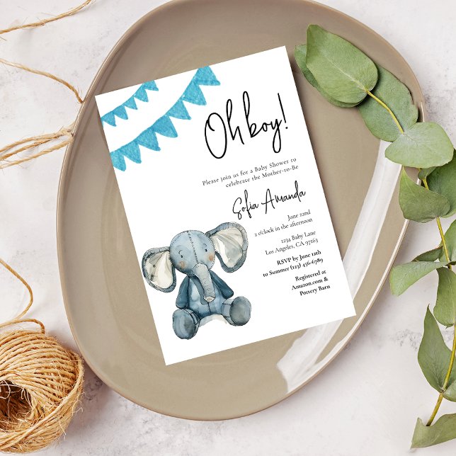 Invitación Woodland Cute Animal Elephant Baby Shower (Subido por el creador)