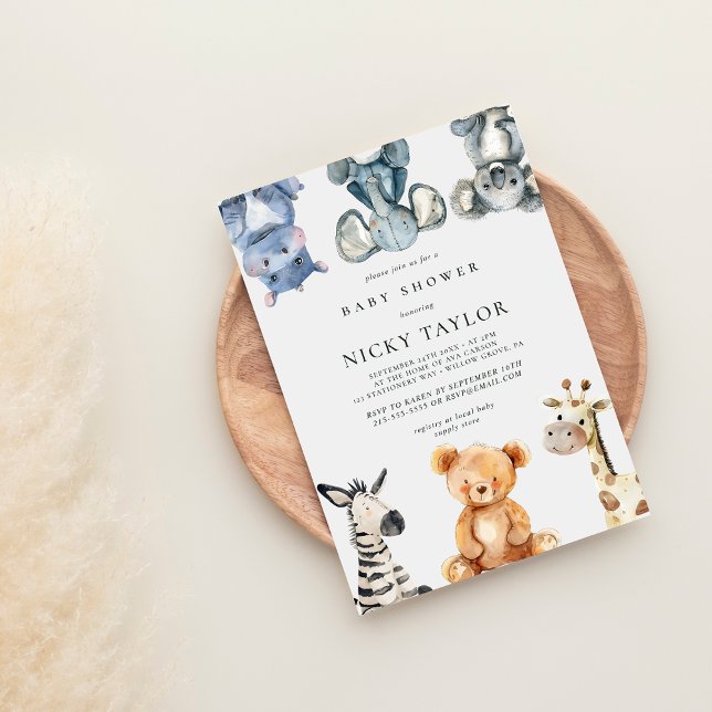 Invitación Woodland Cute Animal Frame Baby Shower (Subido por el creador)