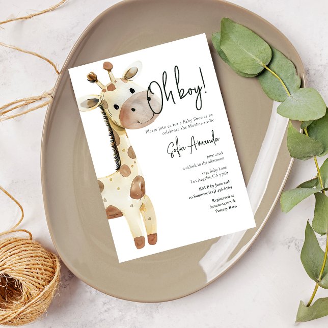 Invitación Woodland Cute Animal Giraffe Baby Shower (Subido por el creador)