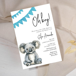 Invitación Woodland Cute Animal Koala Baby Shower