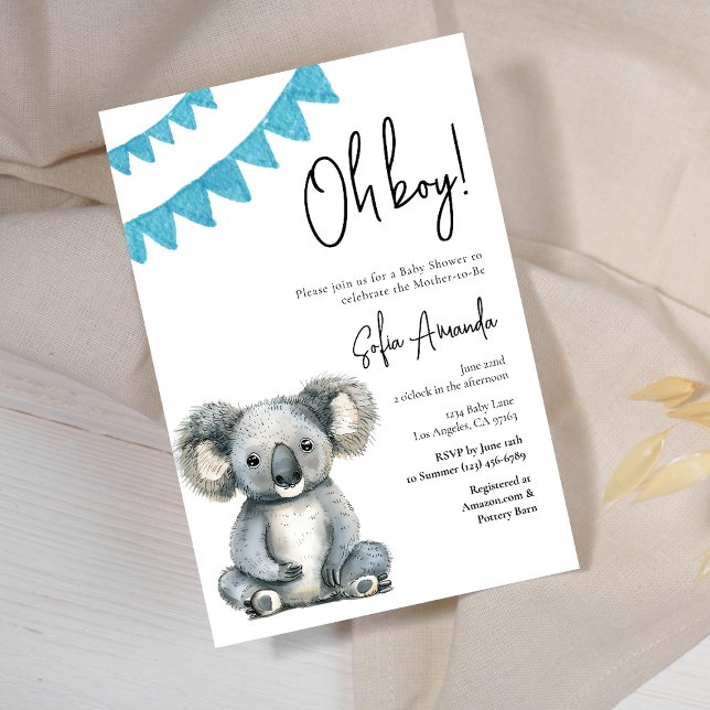 Invitación Woodland Cute Animal Koala Baby Shower (Subido por el creador)