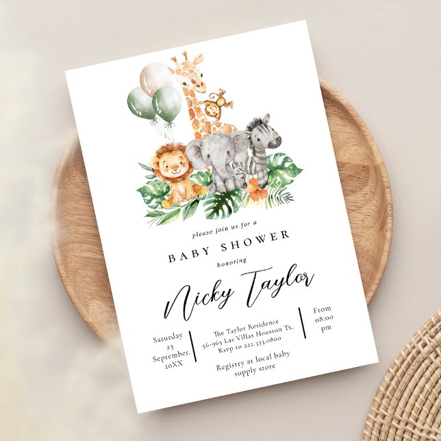 Invitación Woodland Cute Animal Safari Baby Shower (Subido por el creador)