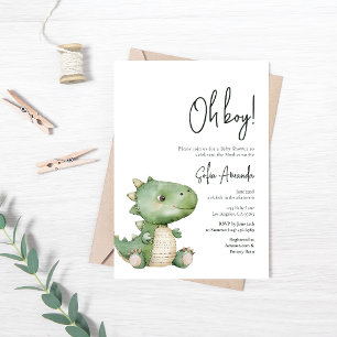 Invitación Woodland Cute Animal Stegosaurus Baby Shower