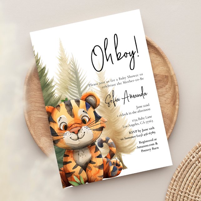 Invitación Woodland Cute Animal Tiger Baby Shower (Subido por el creador)