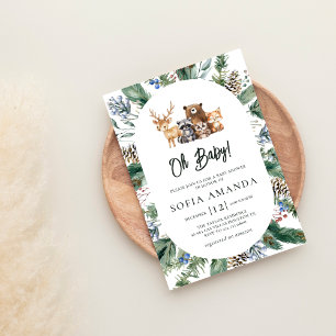 Invitación Woodland Cute Animals Frame Baby Shower