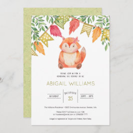 Invitación Woodland Cute Baby Fox Baby Shower