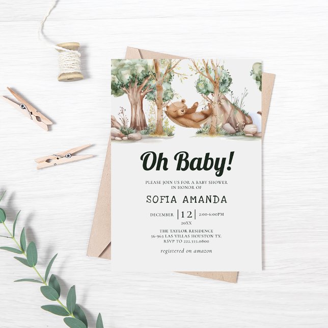 Invitación Woodland Cute Bear Animal Baby Shower (Subido por el creador)