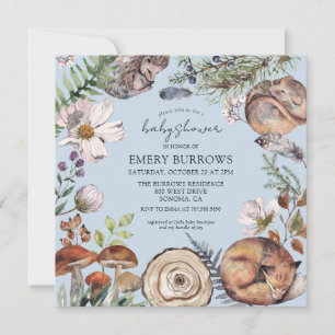 Invitación Woodland Cute Forest Animals BoyBaby Shower