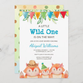 Invitación Woodland Cute Fox Baby Shower Wild One