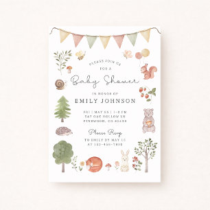 Invitación Woodland de color agua   Ducha bebé de Forest Frie