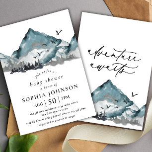 Invitación Woodland de la montaña rusa de acuarela Baby Showe