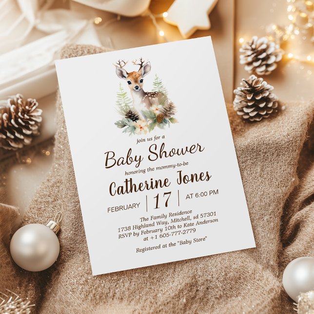 Invitación Woodland Deer Animal Baby Shower (Woodland Deer Animal Baby Shower Invitation)