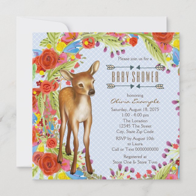 Invitación Woodland Deer Baby Shower (Anverso)