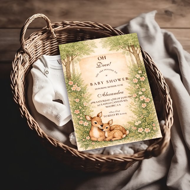 Invitación Woodland Deer Baby Shower (Subido por el creador)