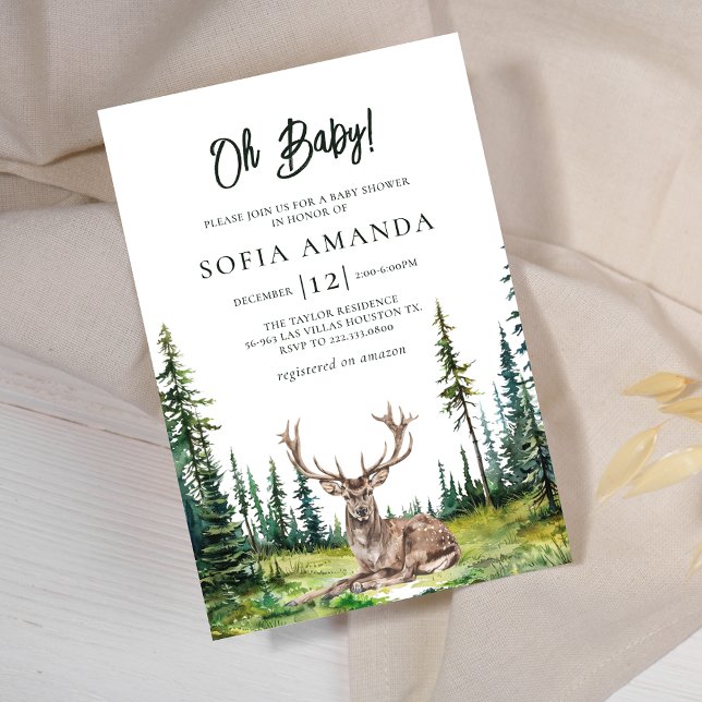 Invitación Woodland Deer Baby Shower (Subido por el creador)