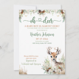 Invitación Woodland Deer Baby Shower Boy
