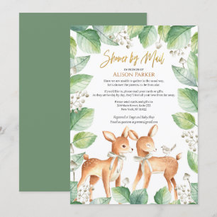 Invitación Woodland Deer Floral Greenery Baby Shower por corr
